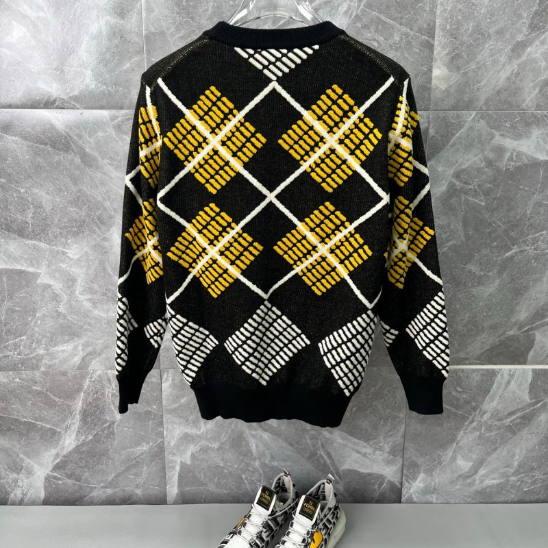 New Release Men's Plaid Monogram Crew Neck Sweater SJ1326101307