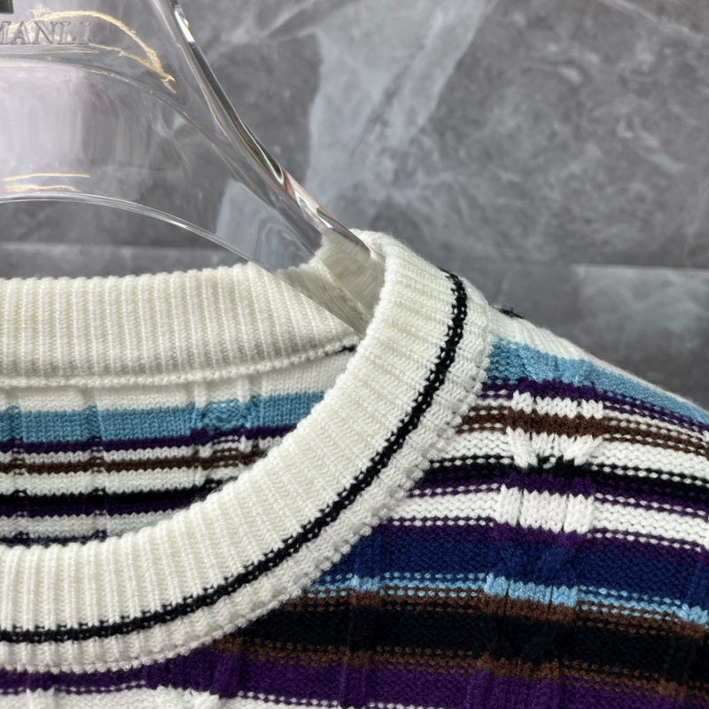 New Release Men's Striped Crew Neck Sweater SJ1326101308