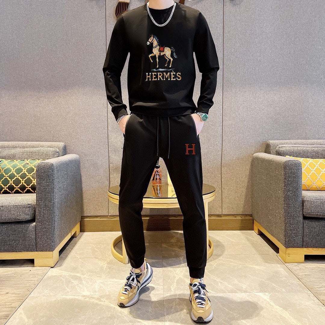 New Fashion Plus Size Men's Letter Sweatshirt Set SJ1326101407
