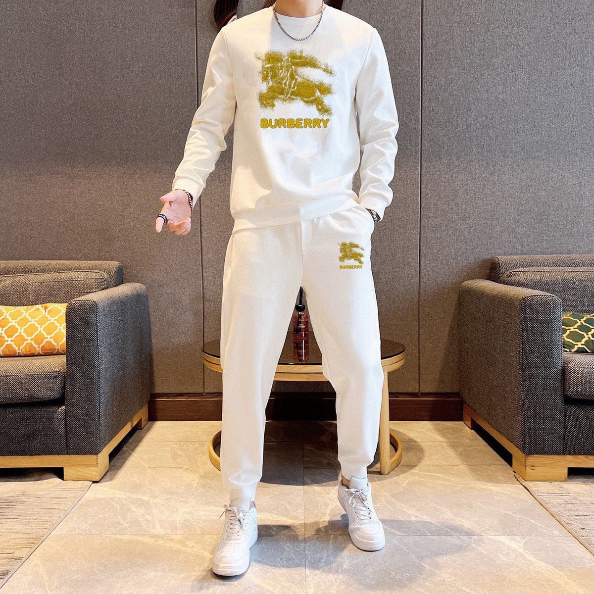 New Fashion Plus Size Men's Letter Sweatshirt Set SJ1326101410