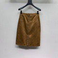 New Fashion Women's Diamond Quilted Suede Midi Skirt DM1326101502
