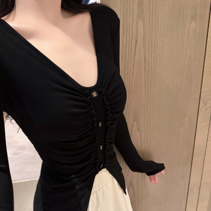 New Fashion Women's CC Ruched Base Top DM1326101503