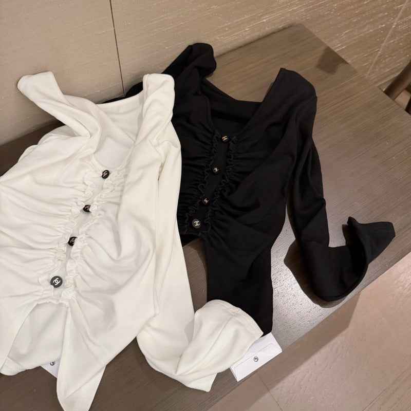 New Fashion Women's CC Ruched Base Top DM1326101503