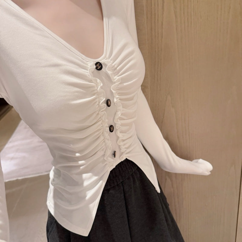 New Fashion Women's CC Ruched Base Top DM1326101503