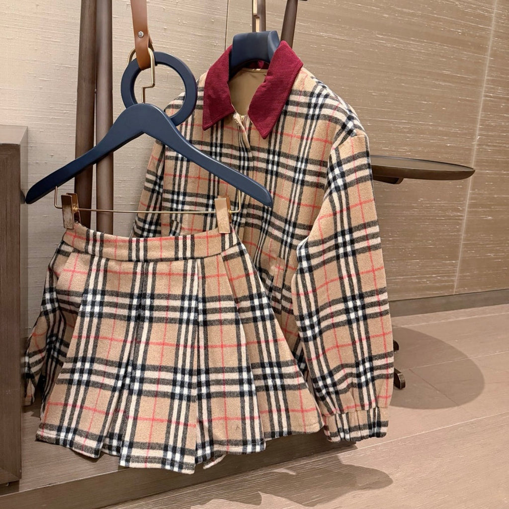 New Fashion Women's Plaid Jacket & Skirt Set DM1326101506