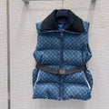 New Fashion Women's All Over Print Denim Puffer Vest DM1326101514