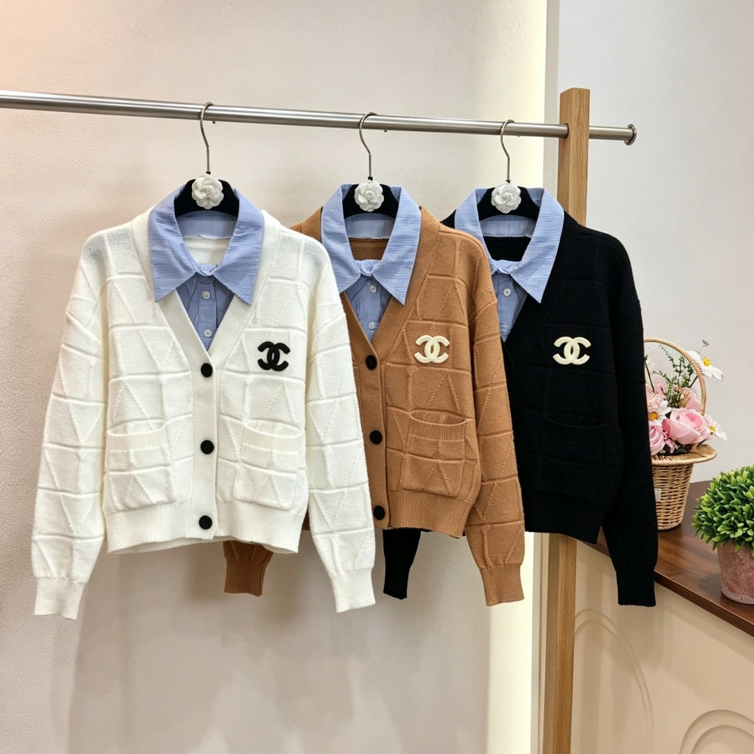 New Fashion Women's Faux Two-Piece Knit Cardigan DM1326101515