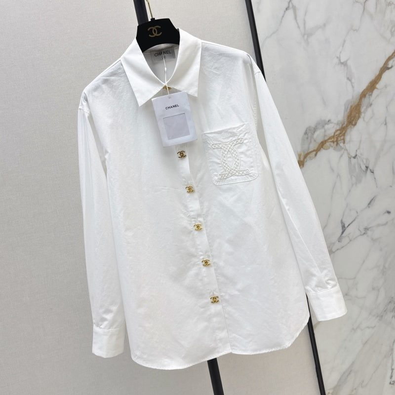 New Fashion Women's Embroidered Pocket Shirt CQQ1326101518