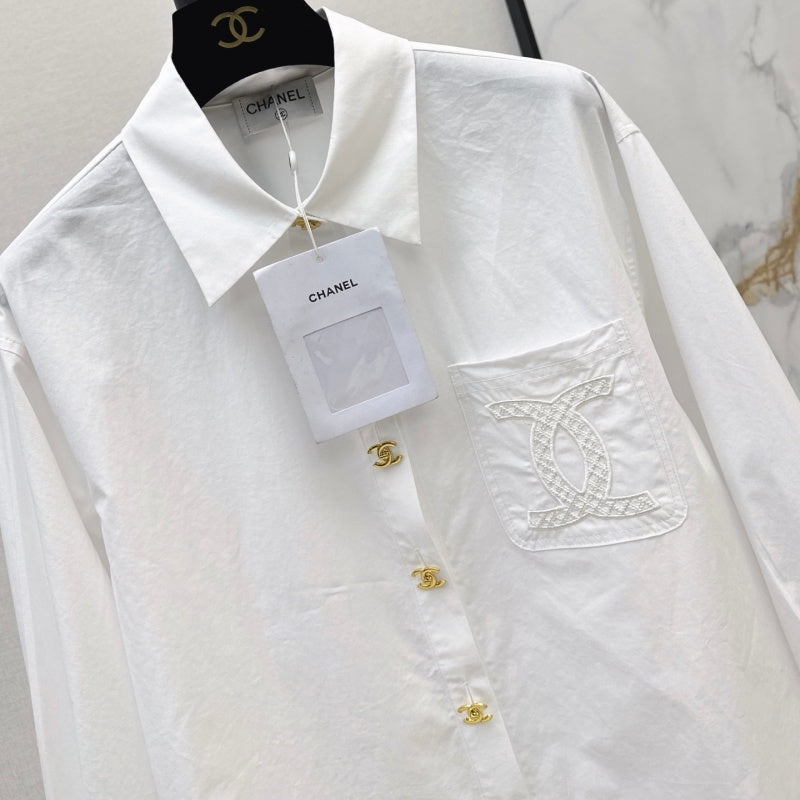 New Fashion Women's Embroidered Pocket Shirt CQQ1326101518