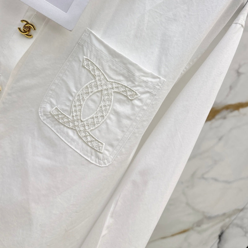New Fashion Women's Embroidered Pocket Shirt CQQ1326101518