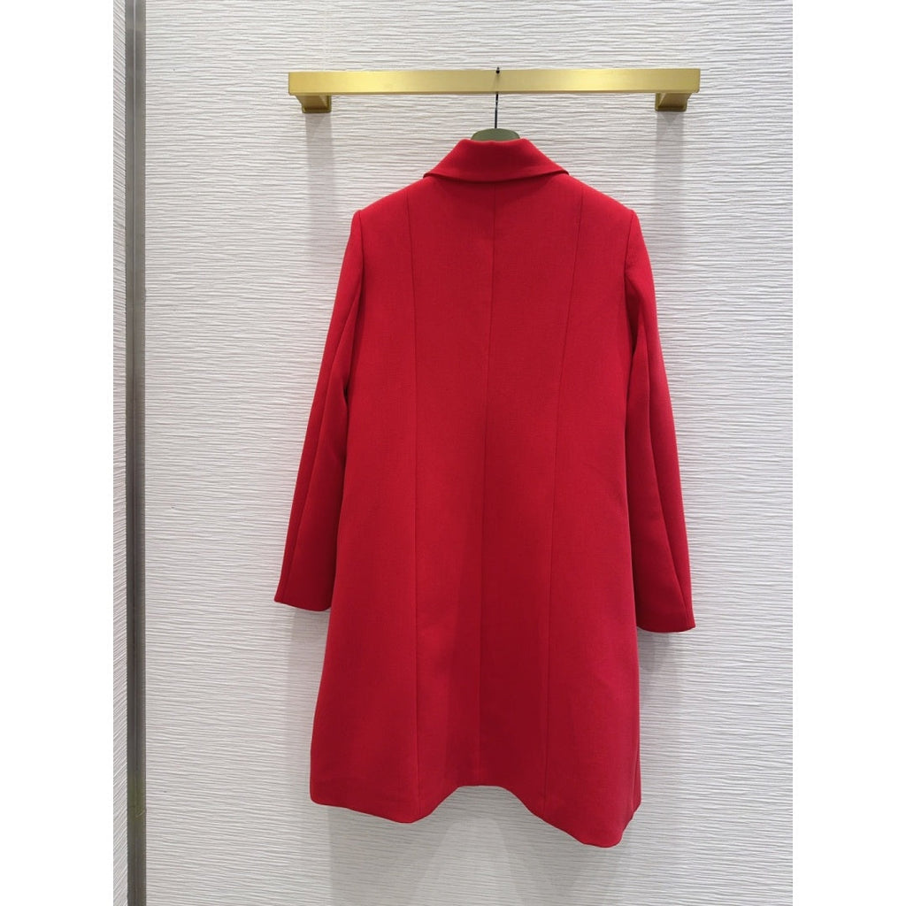 New Fashion Women's Lapel Metal Button Mid-Length Coat CQQ1326101519
