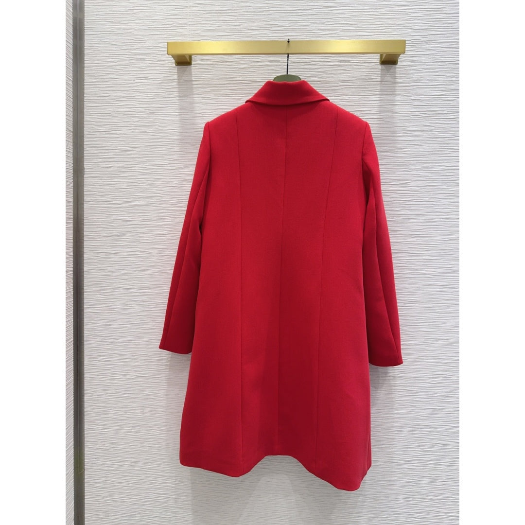 New Fashion Women's Lapel Metal Button Mid-Length Coat CQQ1326101519