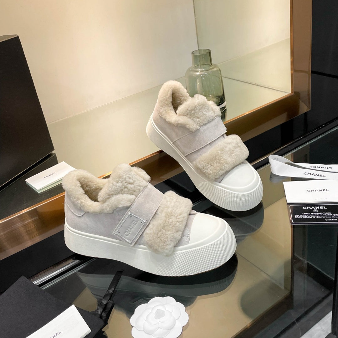 New Fashion Women's Velcro Fleece Lined Platform Sneakers XY1326101521