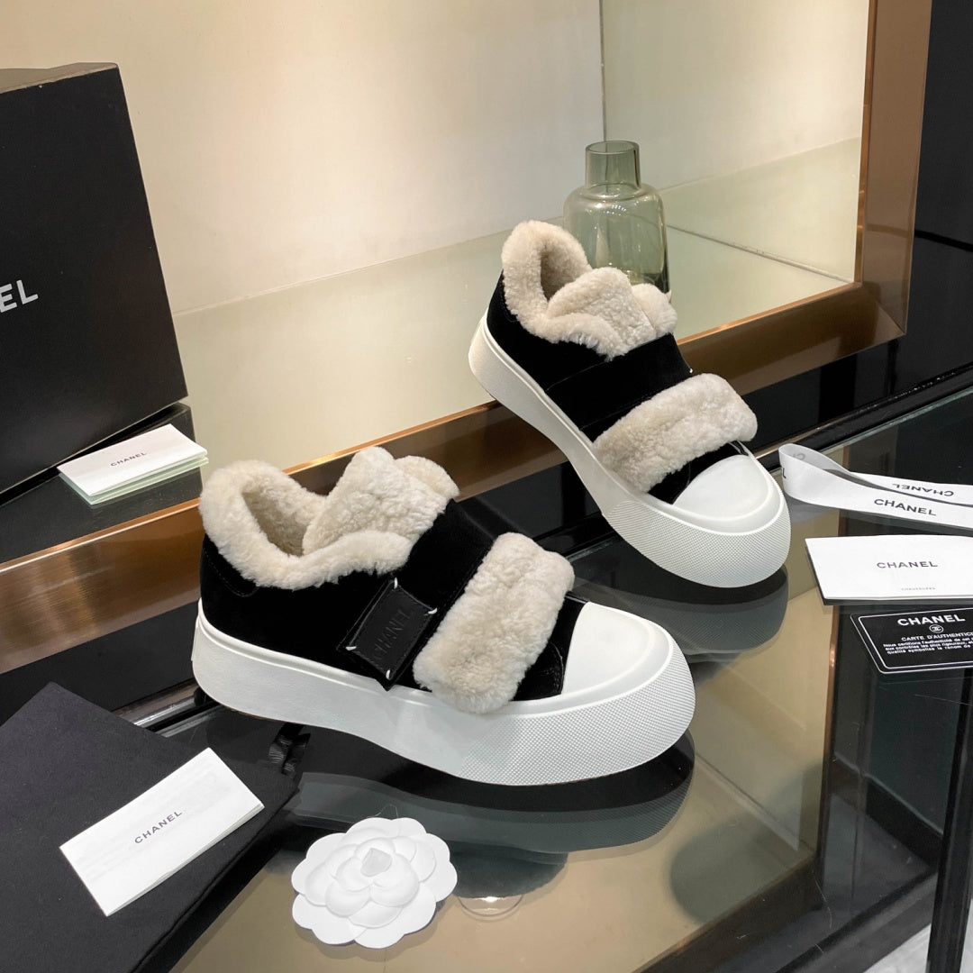 New Fashion Women's Velcro Fleece Lined Platform Sneakers XY1326101521