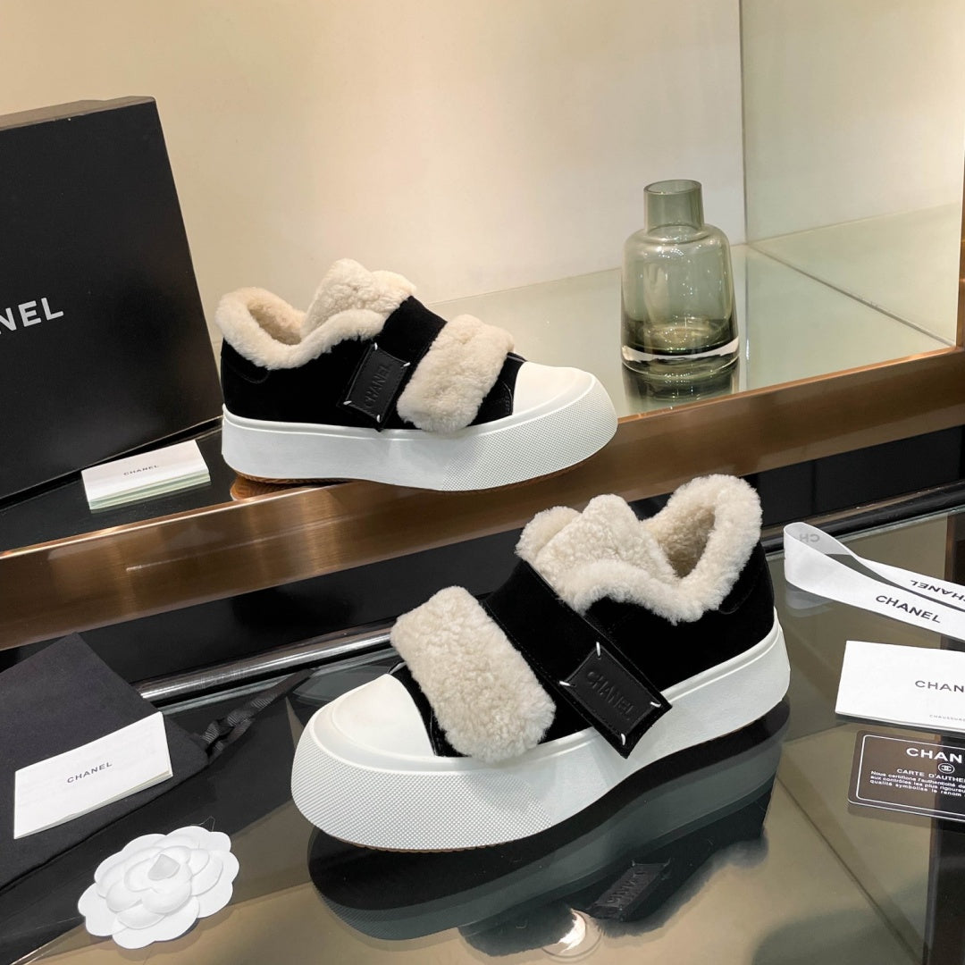New Fashion Women's Velcro Fleece Lined Platform Sneakers XY1326101521