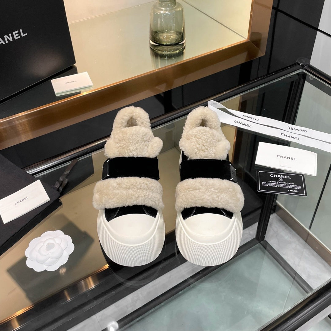 New Fashion Women's Velcro Fleece Lined Platform Sneakers XY1326101521