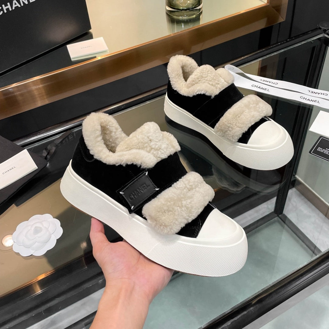 New Fashion Women's Velcro Fleece Lined Platform Sneakers XY1326101521