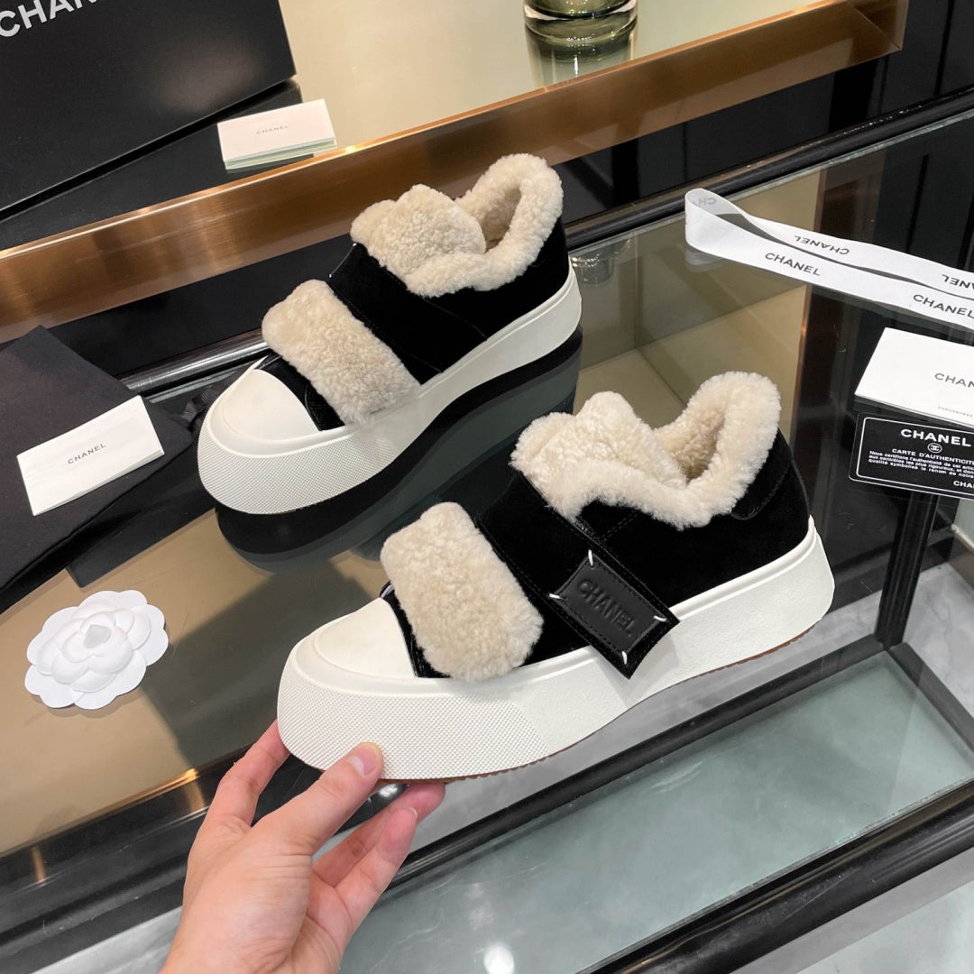 New Fashion Women's Velcro Fleece Lined Platform Sneakers XY1326101521