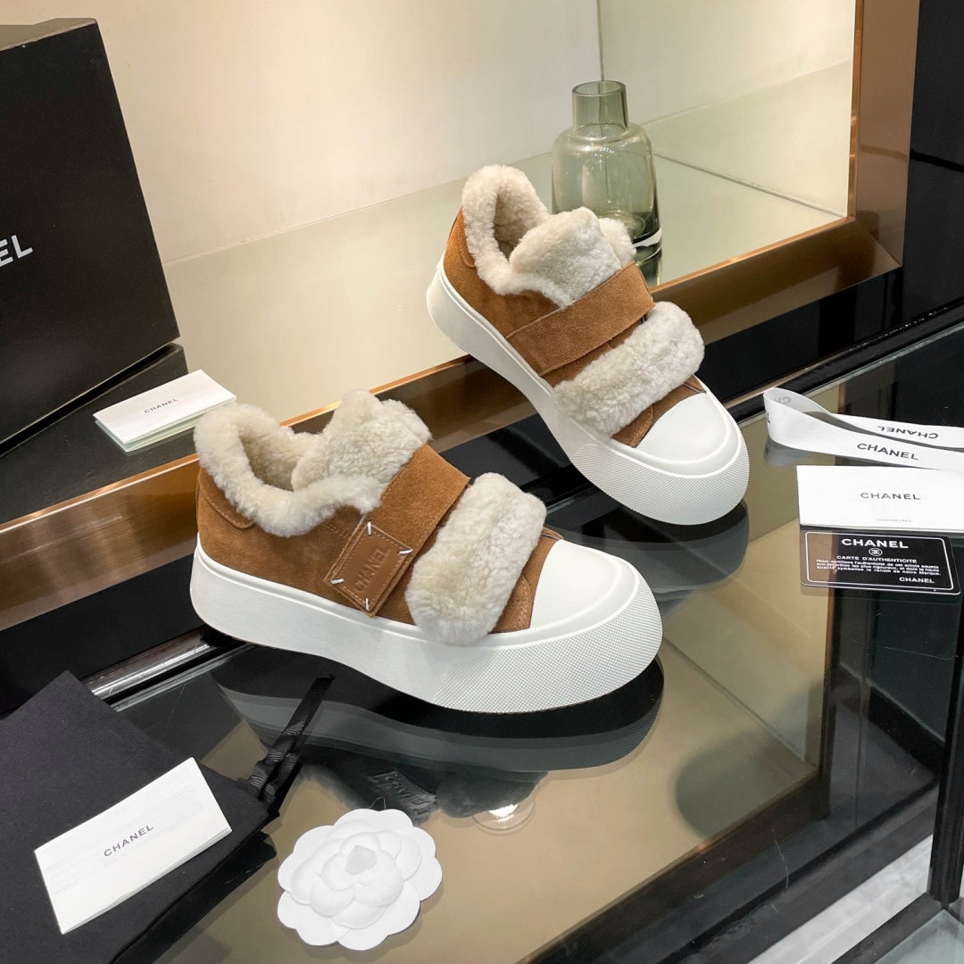 New Fashion Women's Velcro Fleece Lined Platform Sneakers XY1326101521