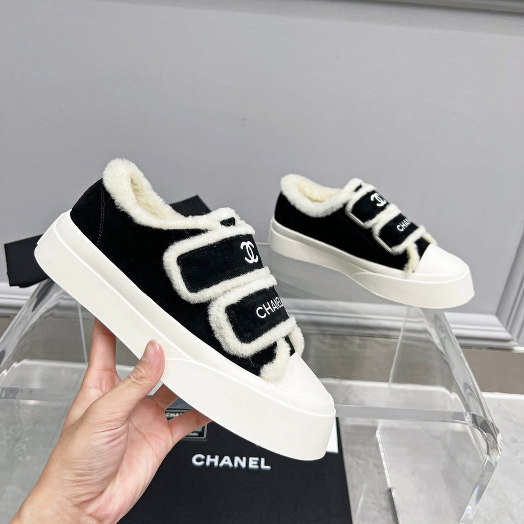 New Fashion Women's Velcro Fleece Lined Platform Sneakers XY1326101522