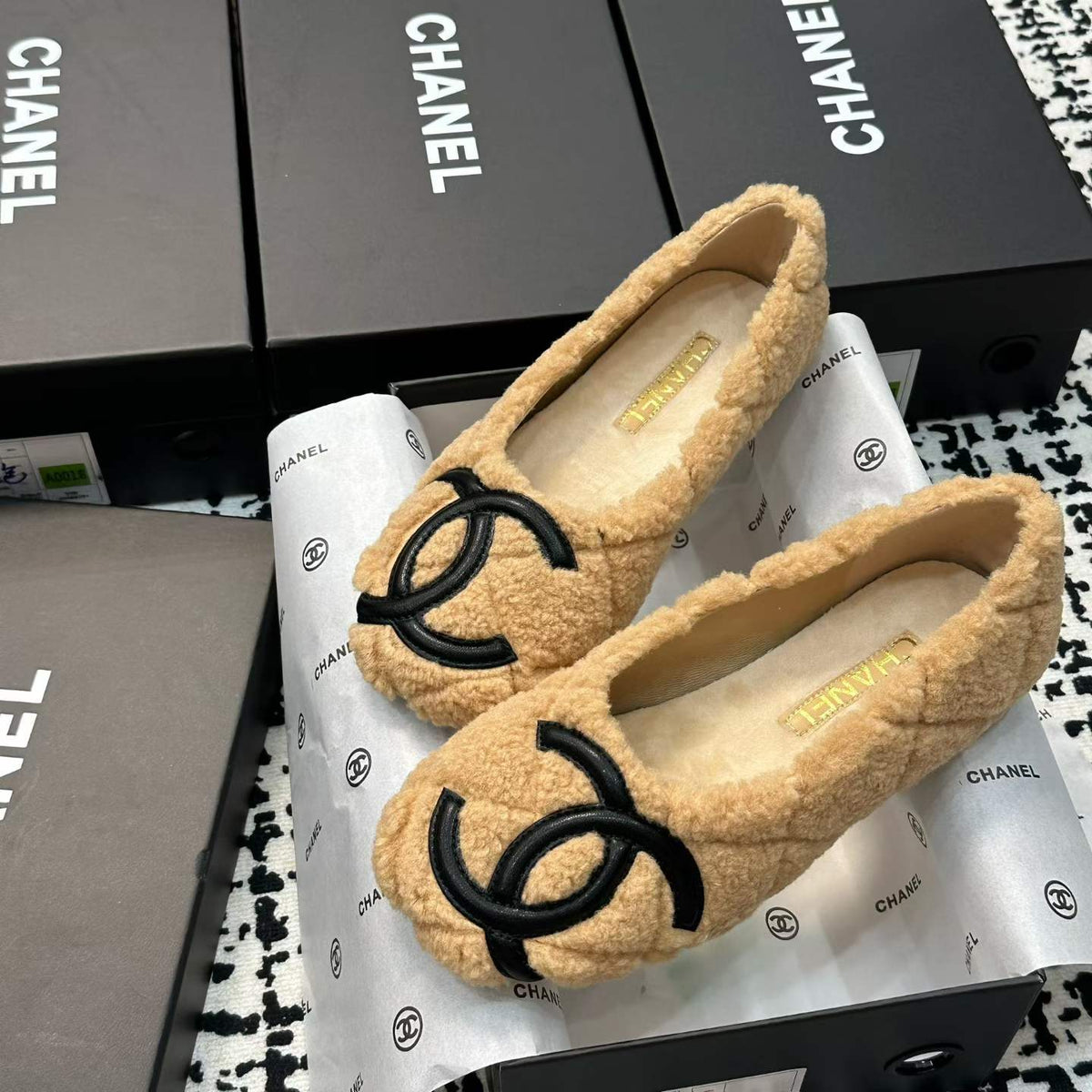 New Fashion Women's CC Furry Flat Shoes PF1326101603