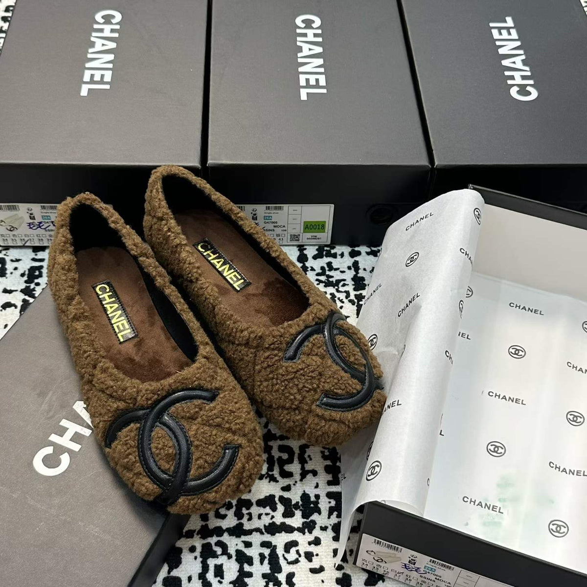 New Fashion Women's CC Furry Flat Shoes PF1326101603