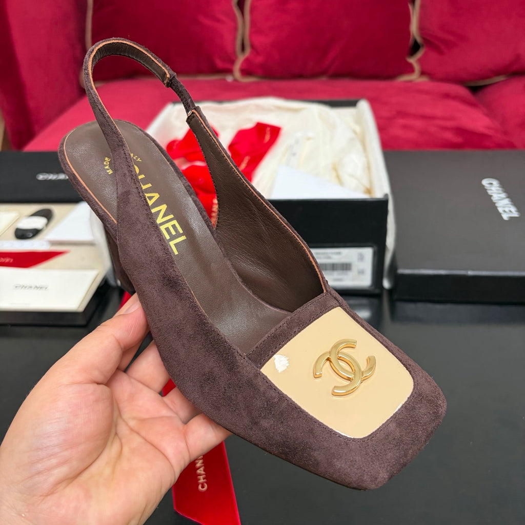 New Autumn Winter Women's Square Toe Slingback Heels XC1326101617