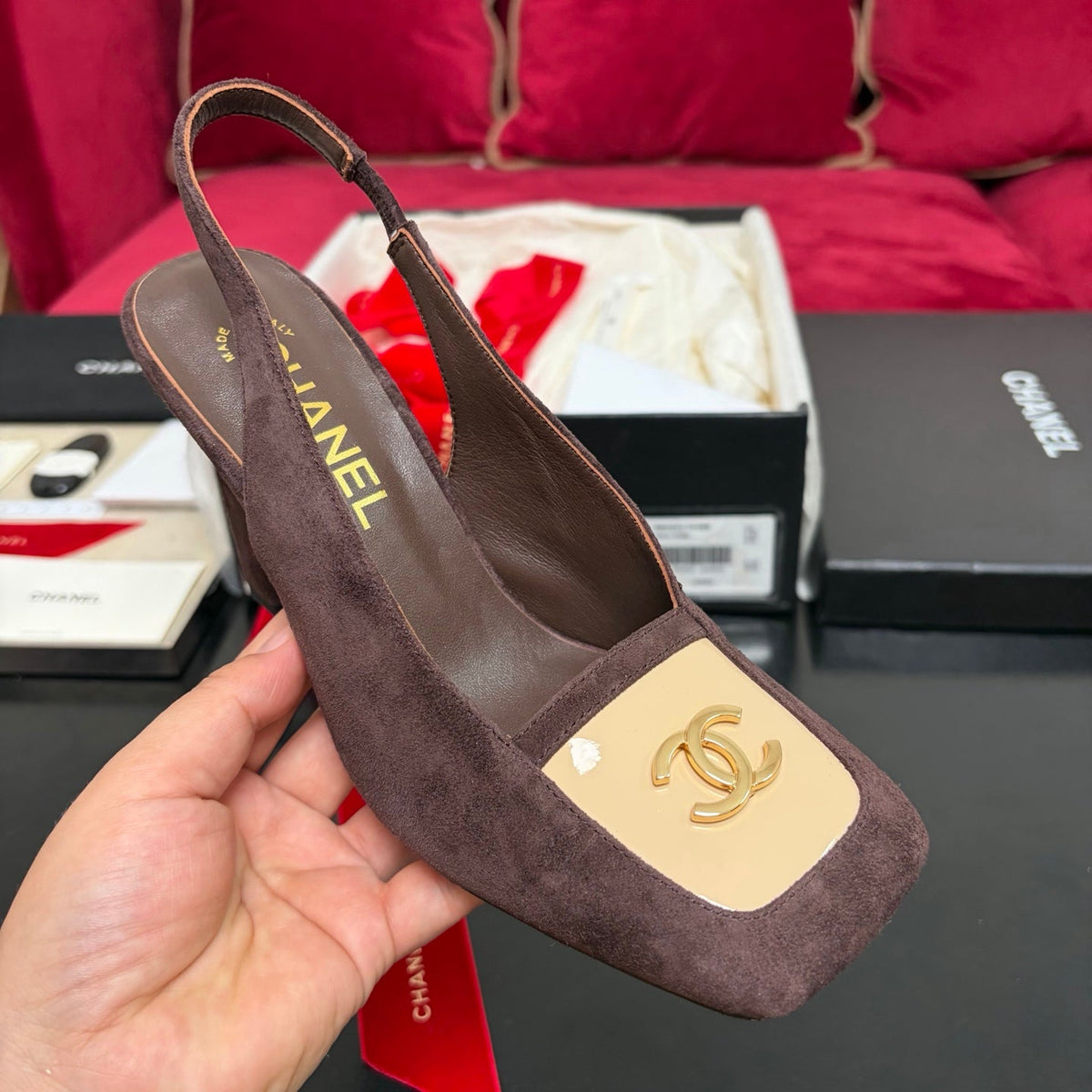 New Autumn Winter Women's Square Toe Slingback Heels XC1326101617