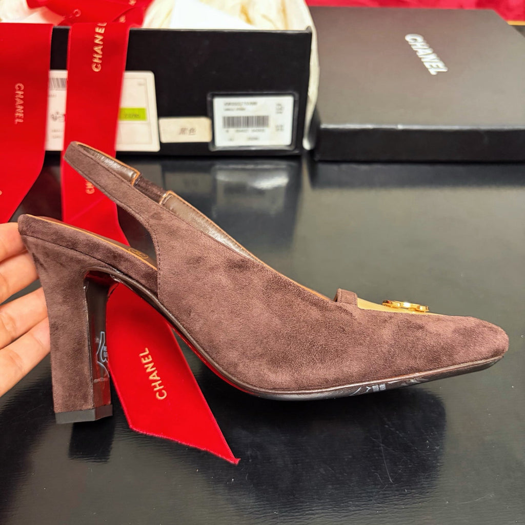 New Autumn Winter Women's Square Toe Slingback Heels XC1326101617