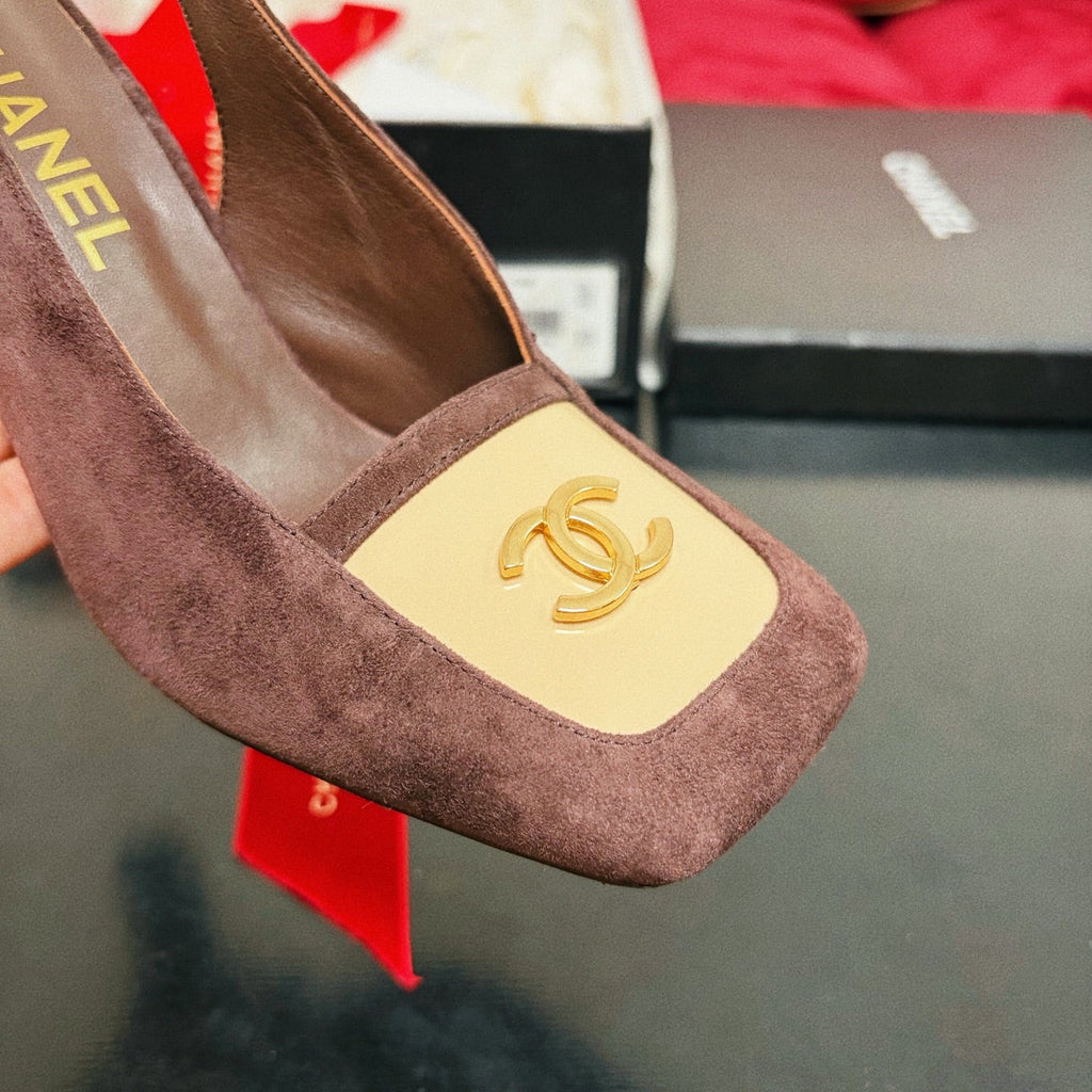 New Autumn Winter Women's Square Toe Slingback Heels XC1326101617