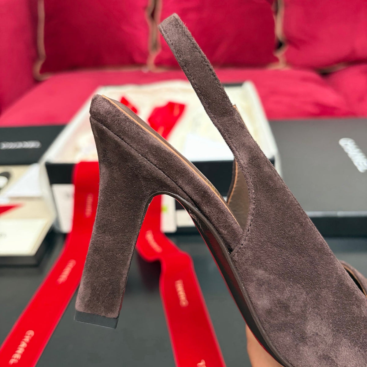 New Autumn Winter Women's Square Toe Slingback Heels XC1326101617