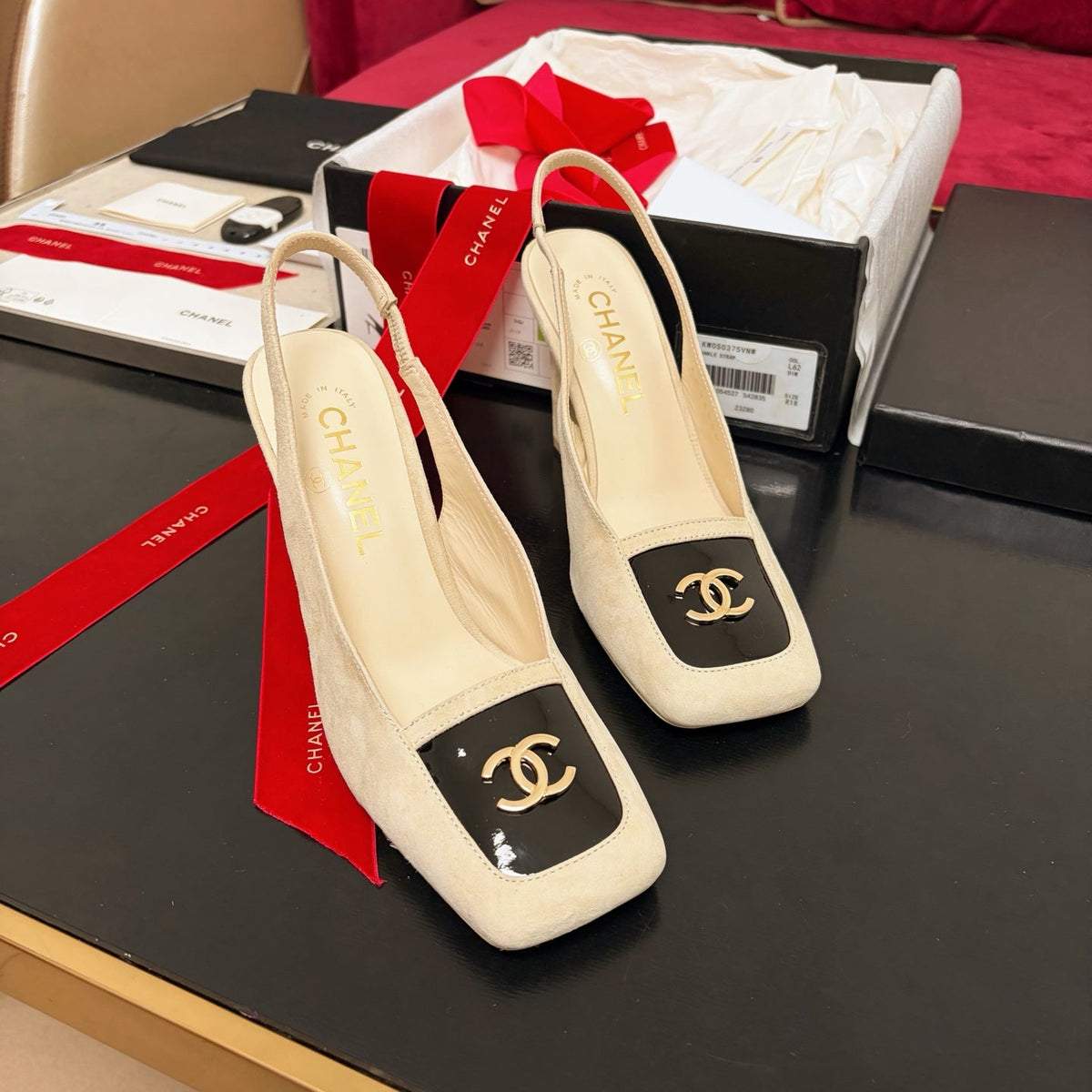 New Autumn Winter Women's Square Toe Slingback Heels XC1326101617