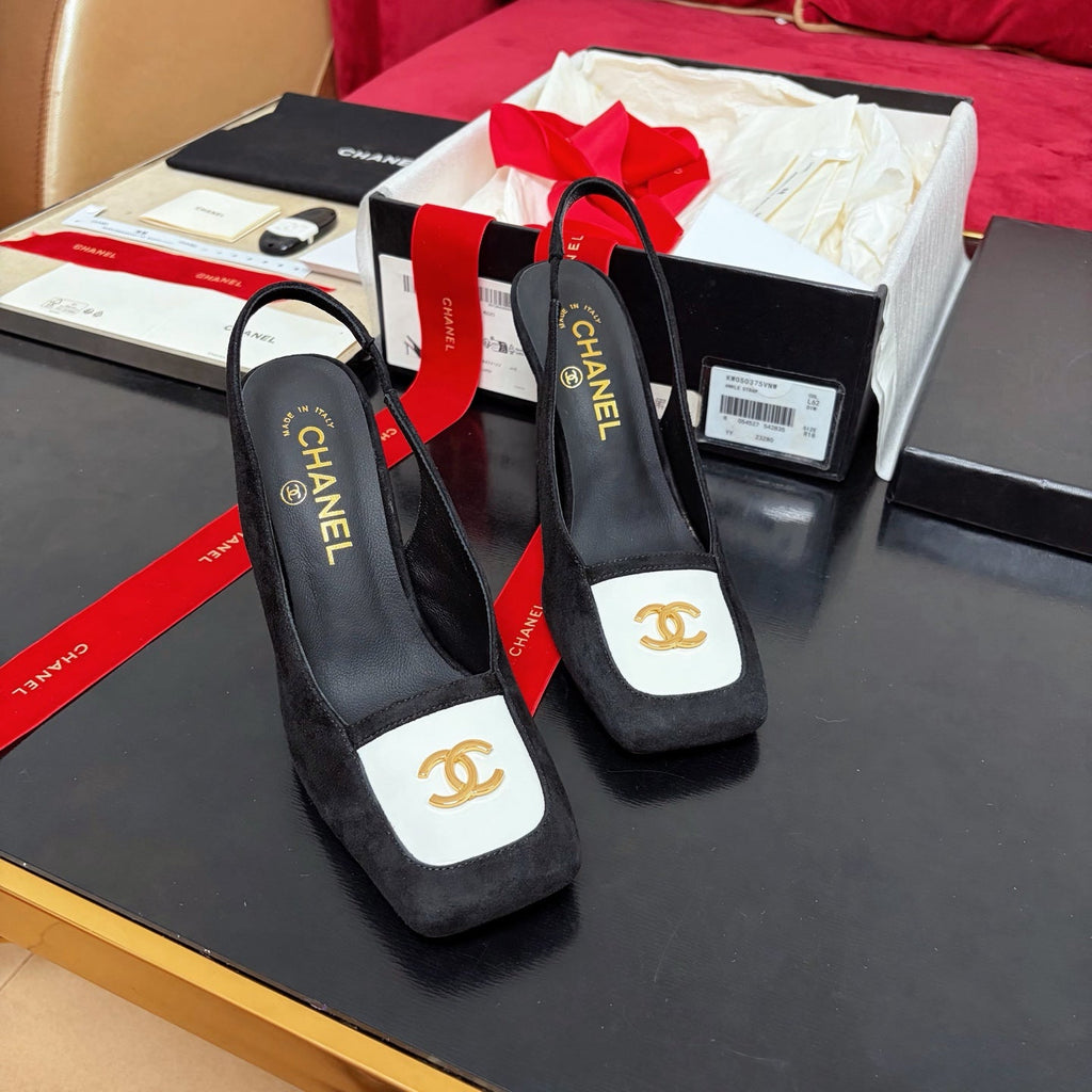 New Autumn Winter Women's Square Toe Slingback Heels XC1326101617