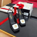 New Autumn Winter Women's Square Toe Slingback Heels XC1326101617