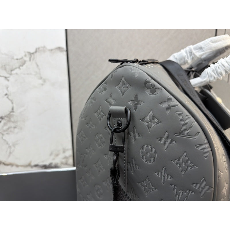 New Fashion Grey Embossed Monogram Handheld Travel Duffle Bag CWT1326101920