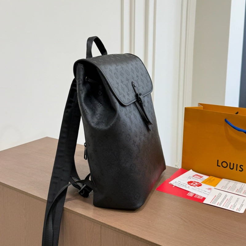 New Fashion Men's Black Monogram Flap Backpack CWT1326101923