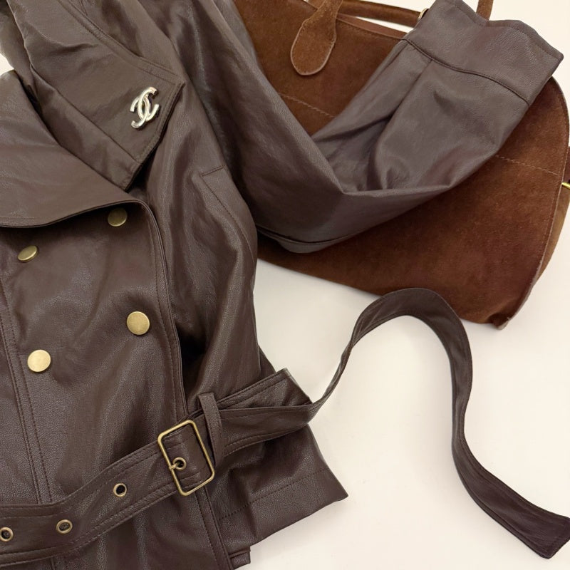New Fashion Women's CC Logo Leather Jacket CQQ1326102001