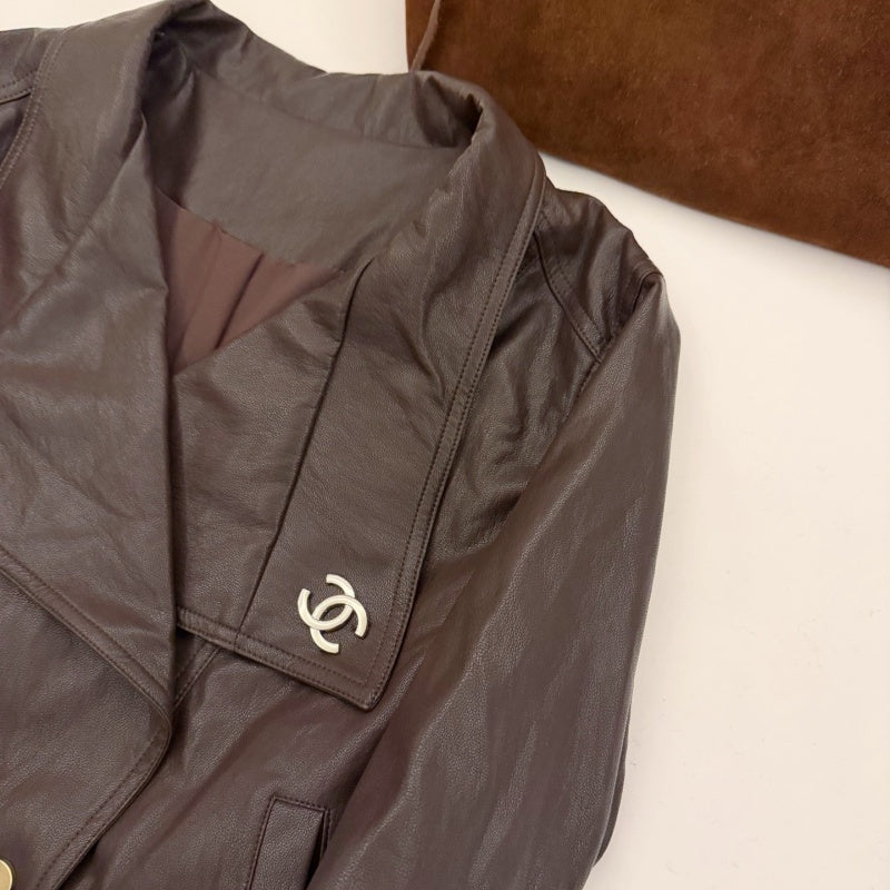 New Fashion Women's CC Logo Leather Jacket CQQ1326102001