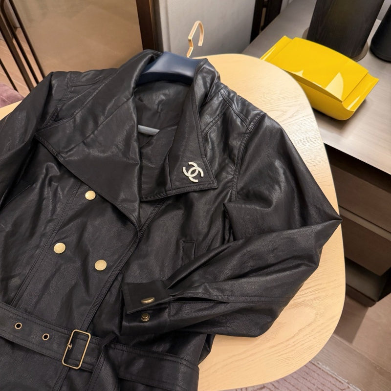 New Fashion Women's CC Logo Leather Jacket CQQ1326102001