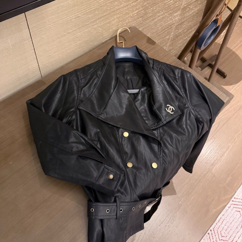 New Fashion Women's CC Logo Leather Jacket CQQ1326102001