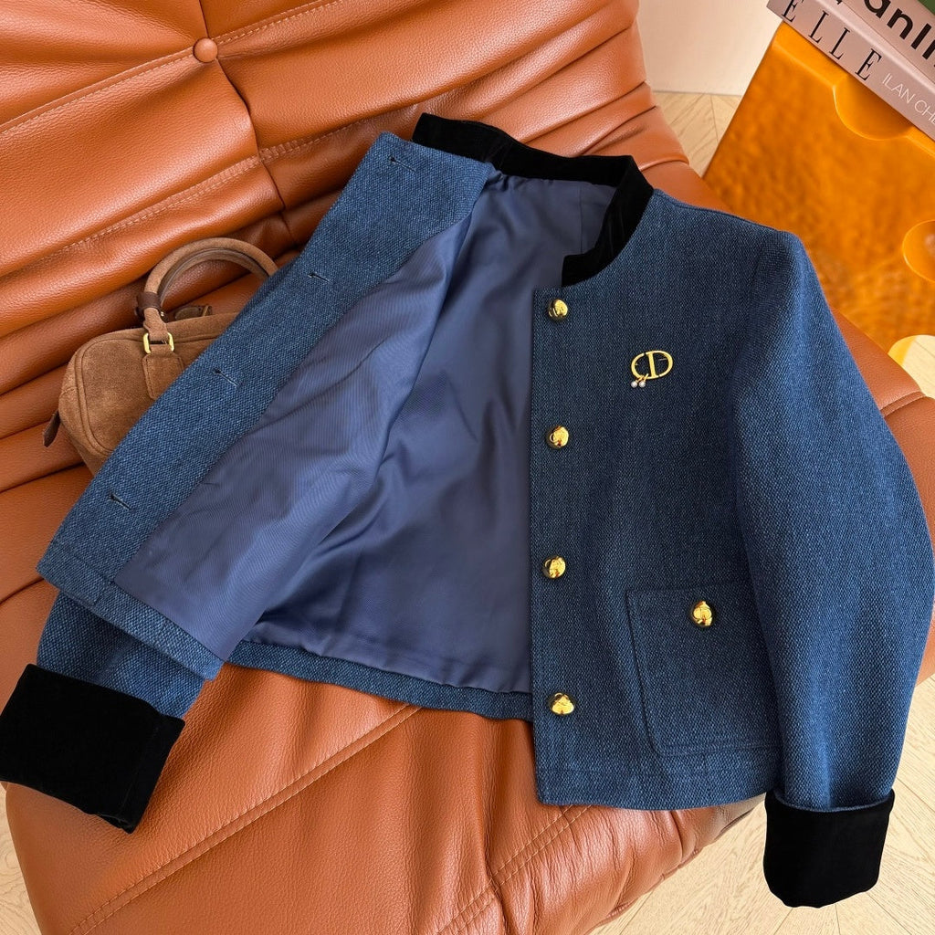 New Fashion Women's Velvet Spliced Denim Short Jacket CQQ1326102003