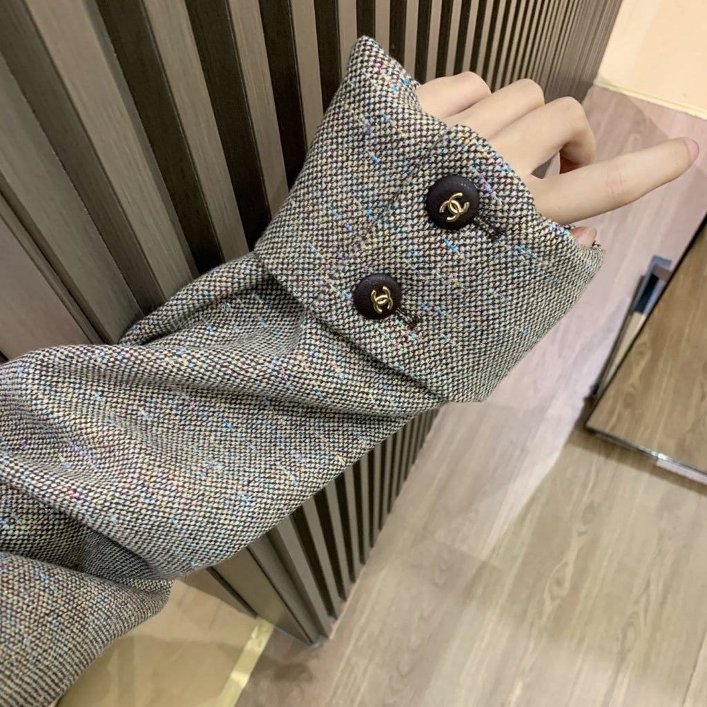 New Fashion Women's Leather Collar Tweed Short Jacket CQQ1326102004