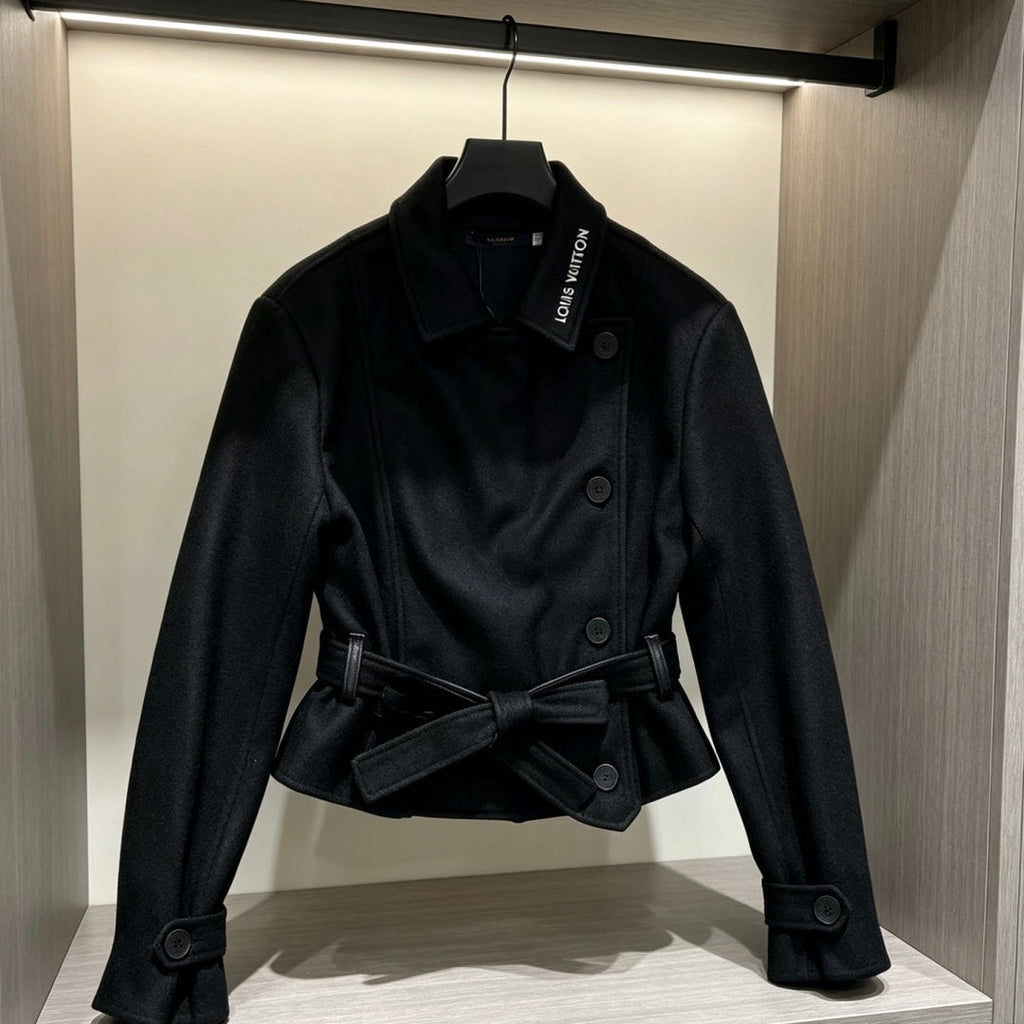 New Fashion Women's Belted Waist Wool Short Jacket CQQ1326102005