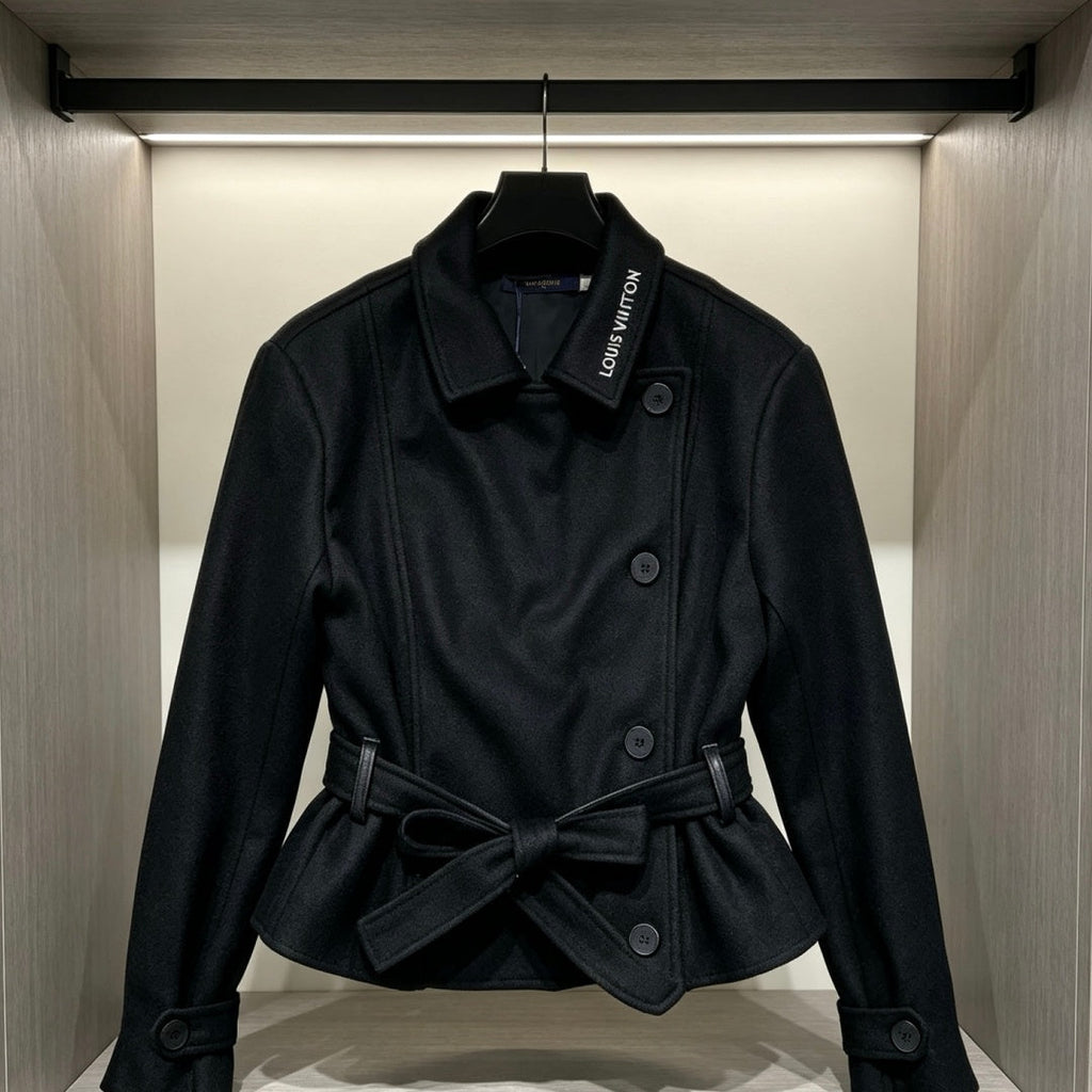 New Fashion Women's Belted Waist Wool Short Jacket CQQ1326102005