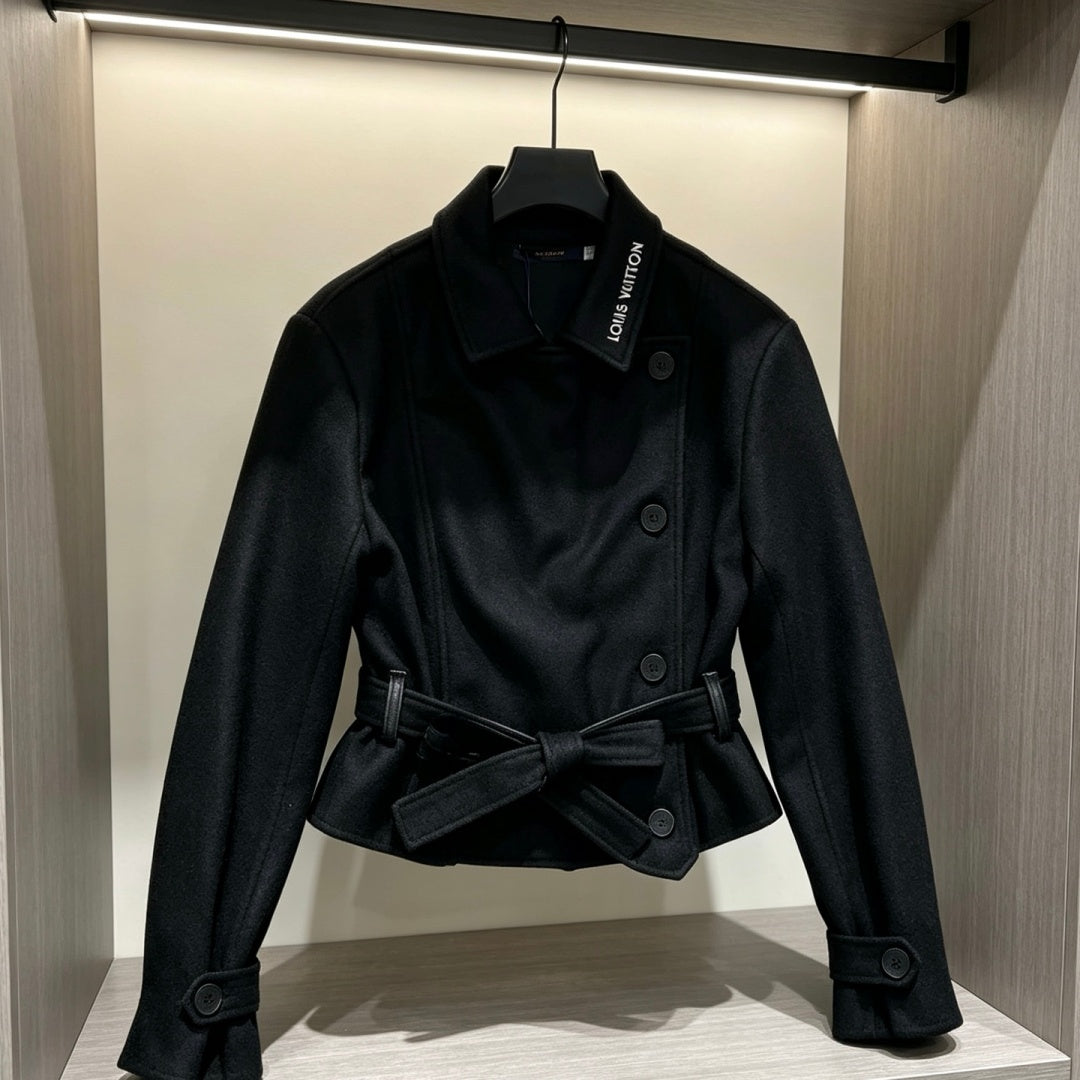 New Fashion Women's Belted Waist Wool Short Jacket CQQ1326102005