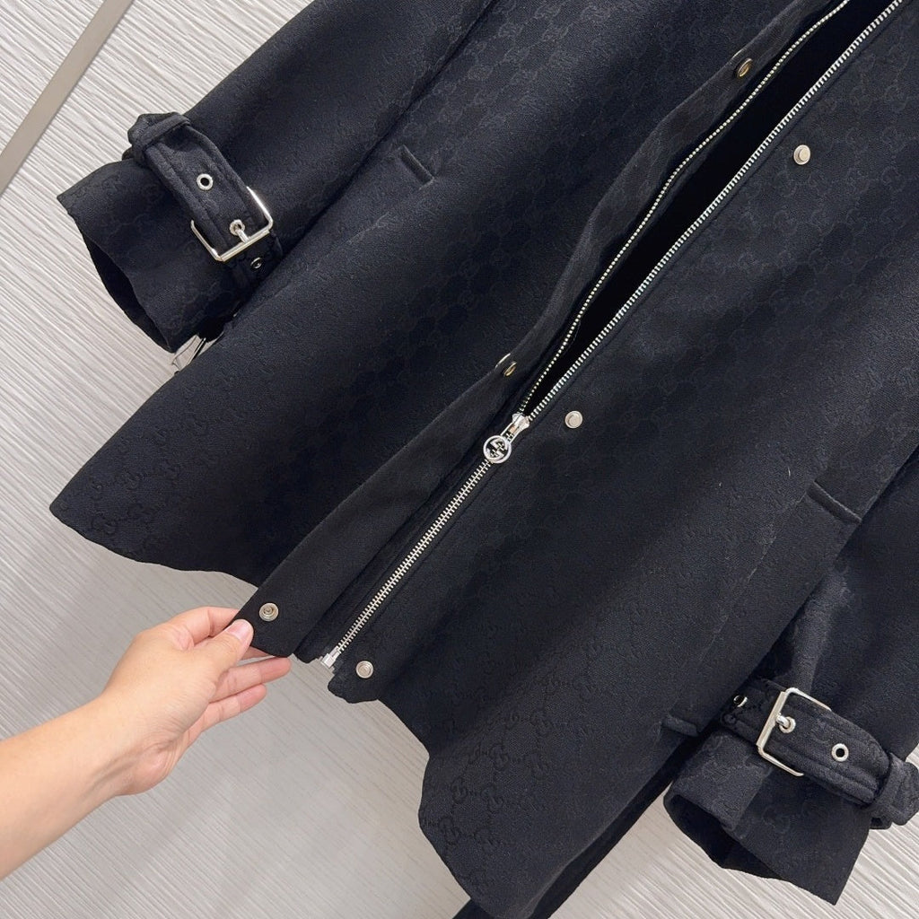 New Fashion Women's All Over Print Hooded Belted Trench Coat CQQ1326102009