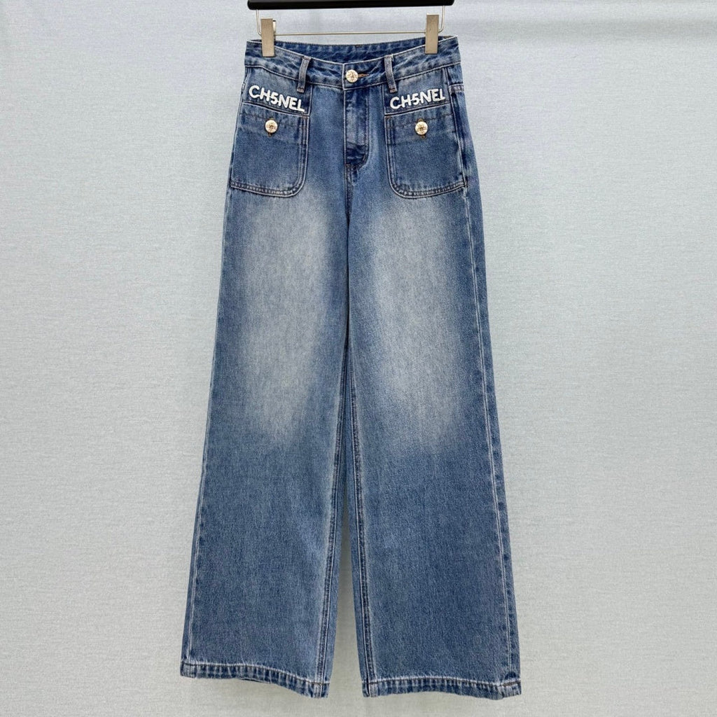 New Fashion Women's Embroidered Wide Leg Jeans CQQ1326102013