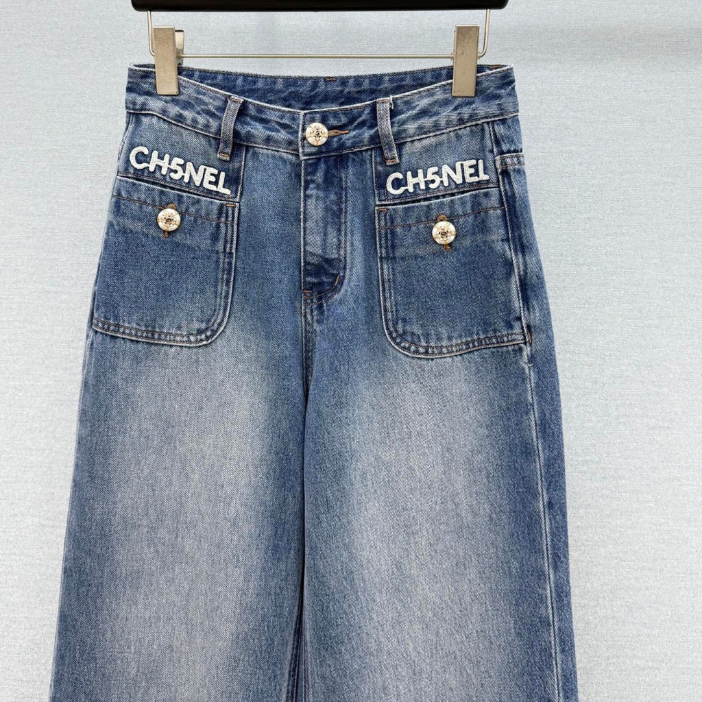 New Fashion Women's Embroidered Wide Leg Jeans CQQ1326102013