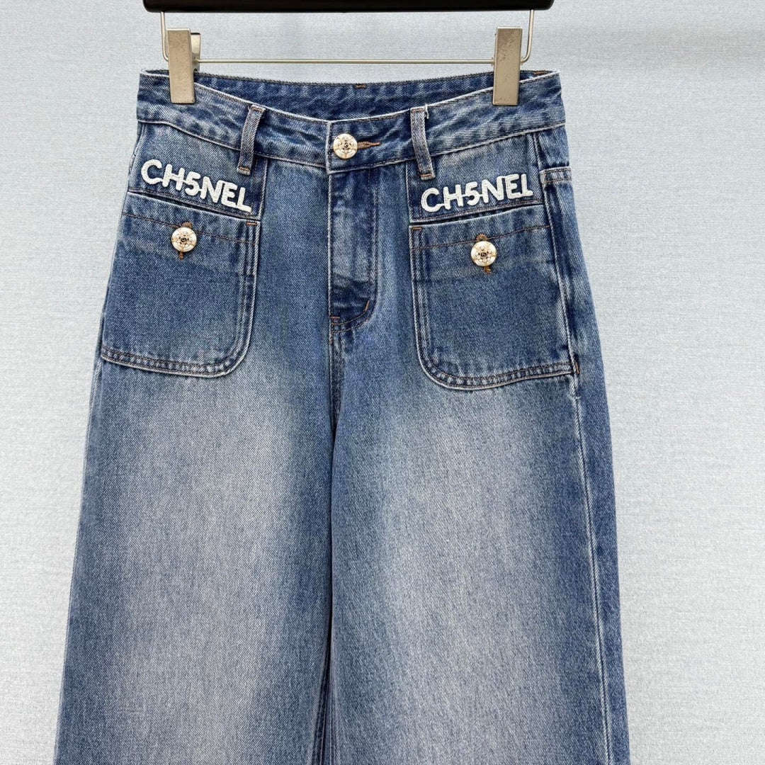 New Fashion Women's Embroidered Wide Leg Jeans CQQ1326102013