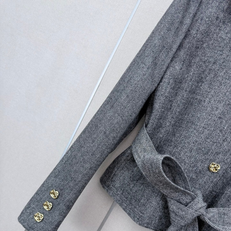 New Fashion Women's Grey Belted Short Blazer CQQ1326102014